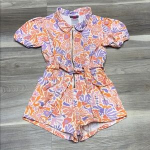 Vince Camuto Kids Floral Romper - Orange and Purple size 7 girls
